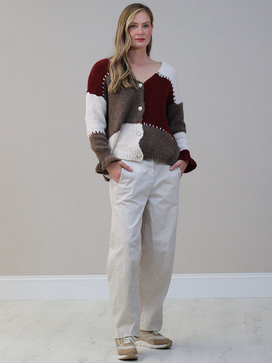 Wool Knitted Cardigan Wine