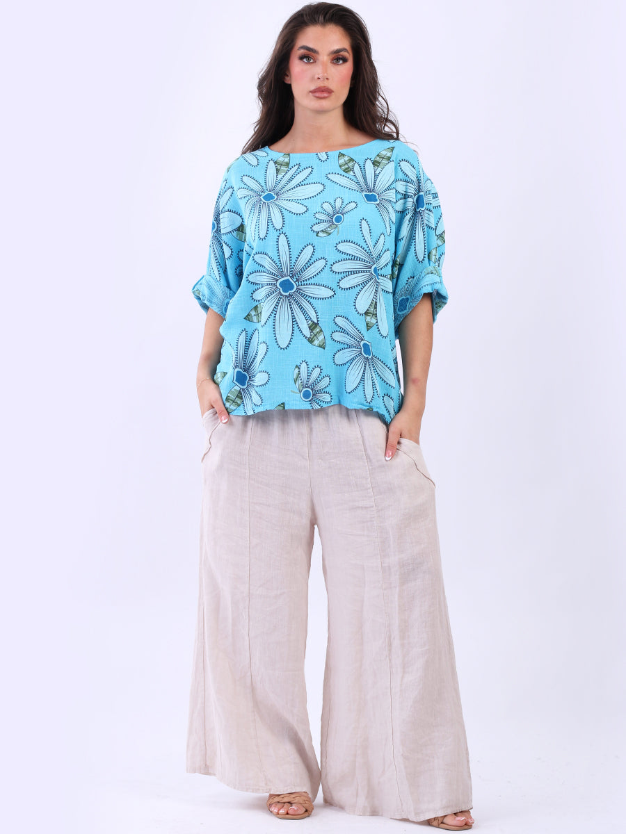 Baggy Cotton Box Top Azure