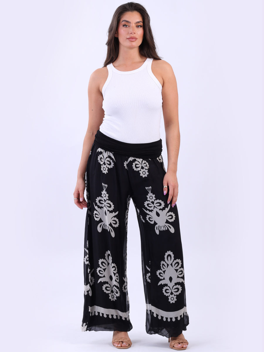 Wide Leg Silk Palazzo Black