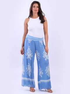Wide Leg Silk Palazzo Denim