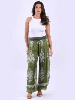 Wide Leg Silk Palazzo Olive