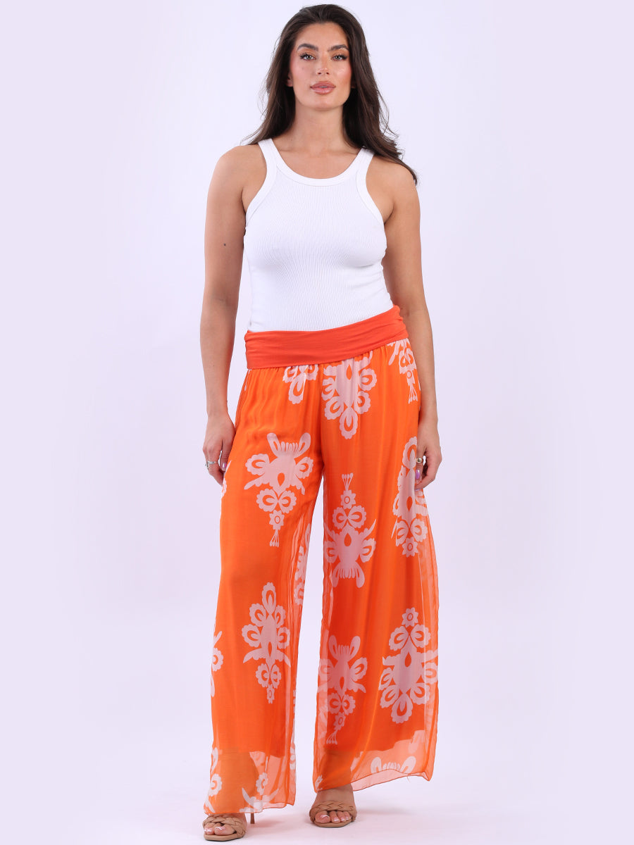 Wide Leg Silk Palazzo Orange