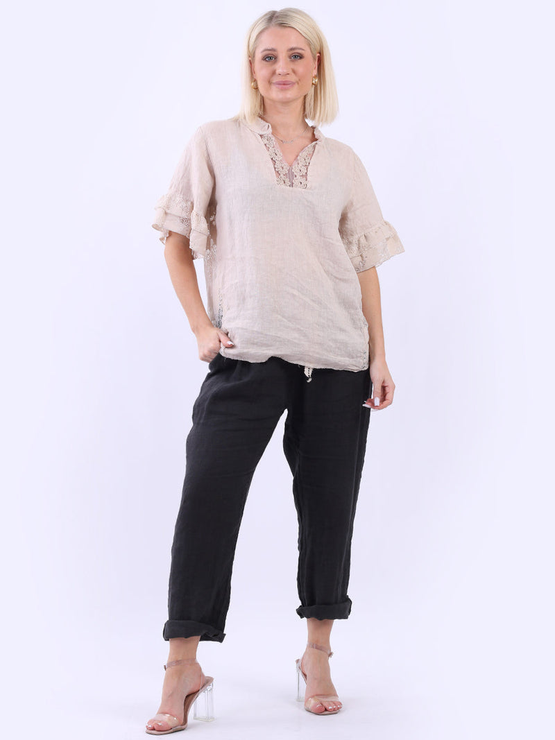 Linen Lagenlook Top Beige
