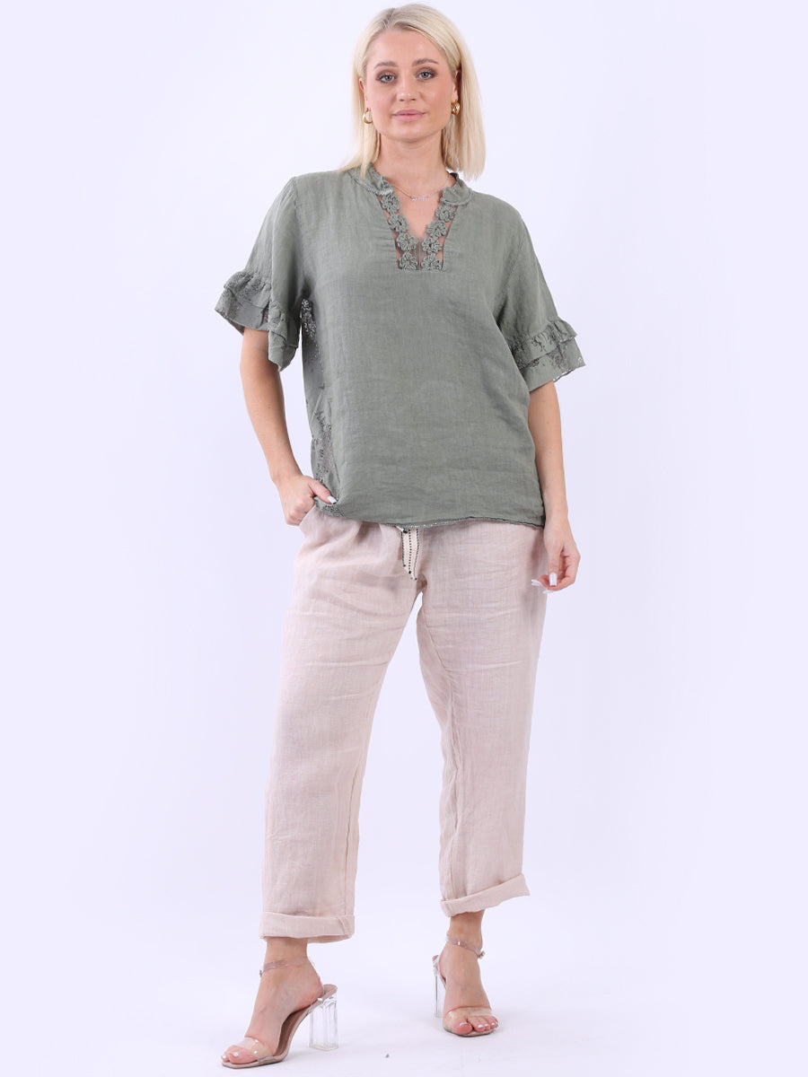 Linen Lagenlook Top Khaki