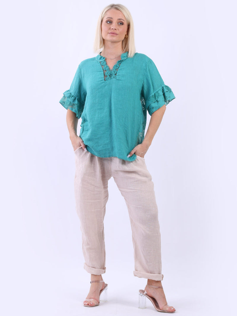 Linen Lagenlook Top Teal