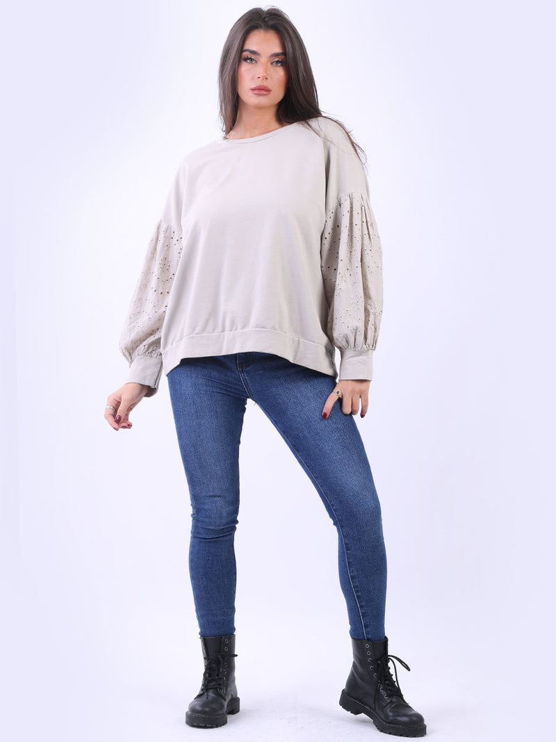 Women Cotton Boxy Top Beige