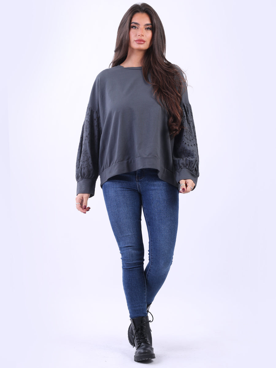 Women Cotton Boxy Top Charcoal