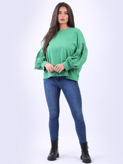 Women Cotton Boxy Top Green