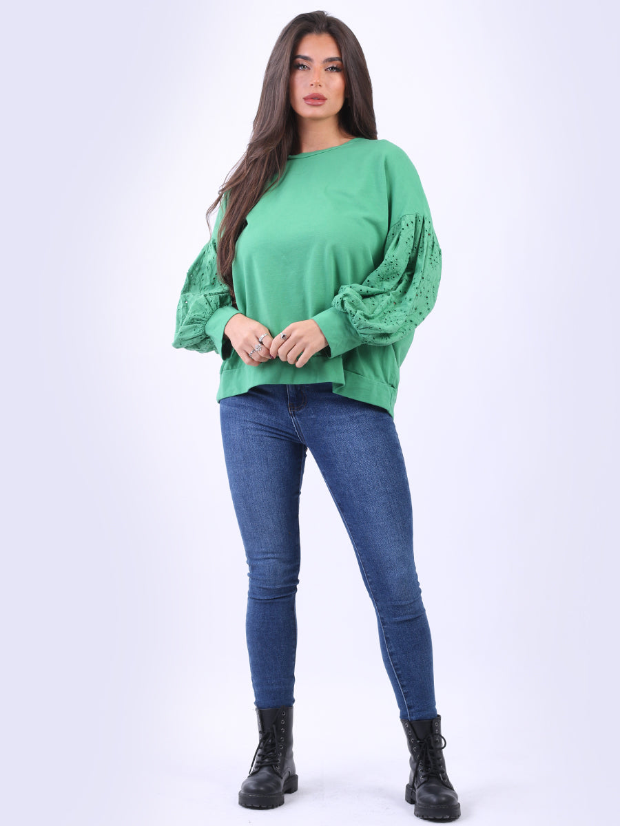 Women Cotton Boxy Top Green