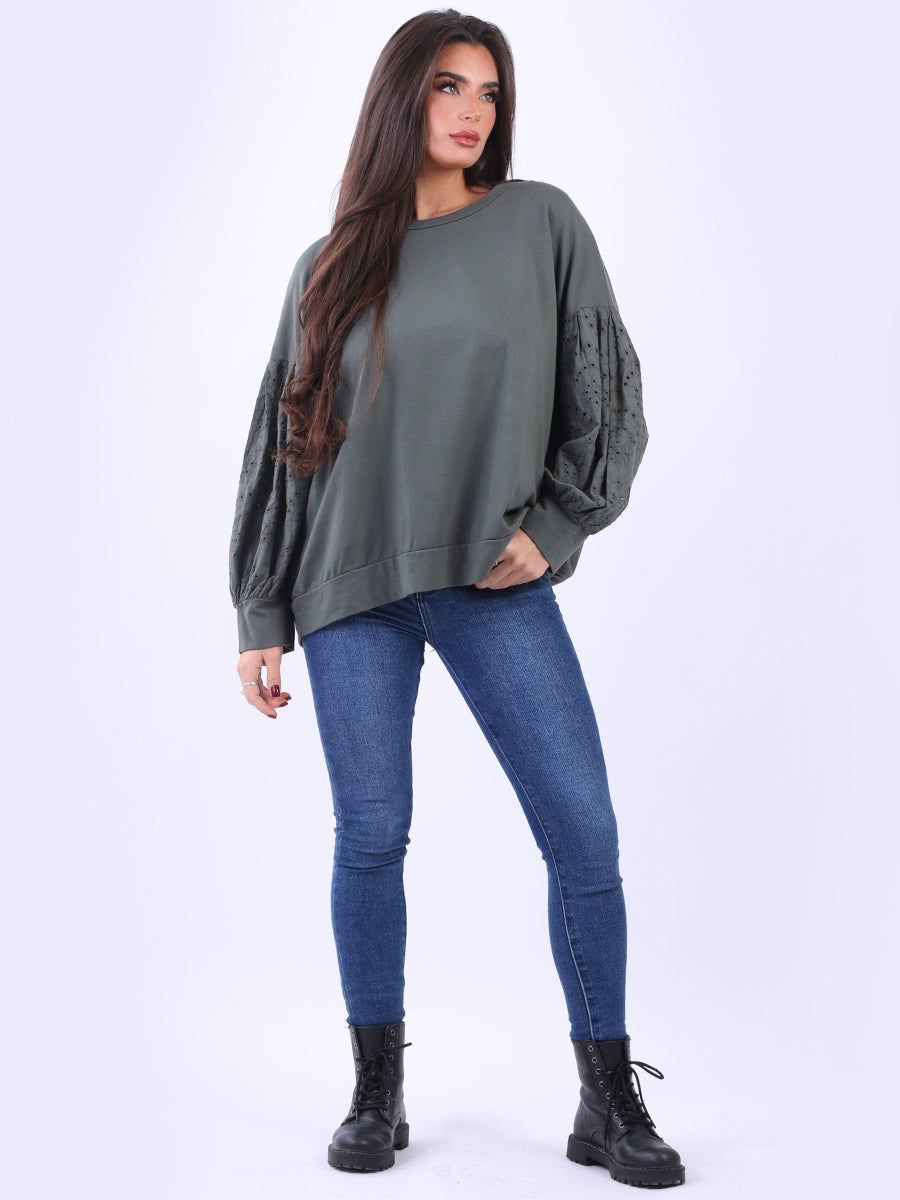 Women Cotton Boxy Top Khaki