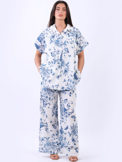 Linen Women Shirt Navy