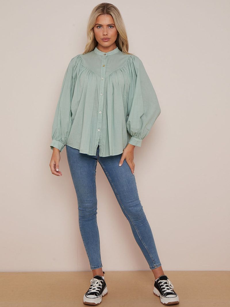 Batwing Cotton Blouse Tiffany