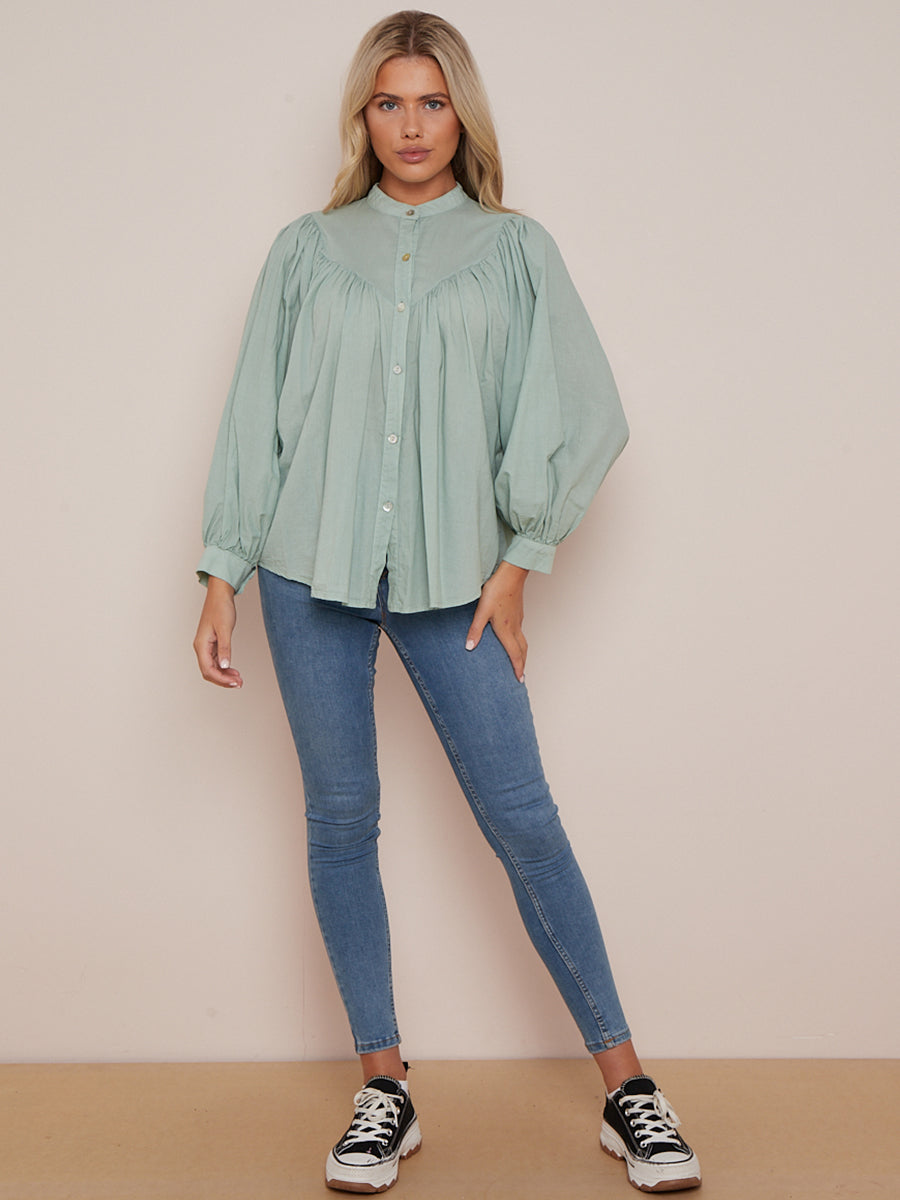 Batwing Cotton Blouse Tiffany