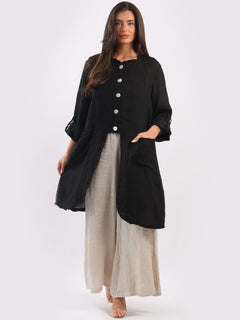 Vintage Washed Linen Jacket Black