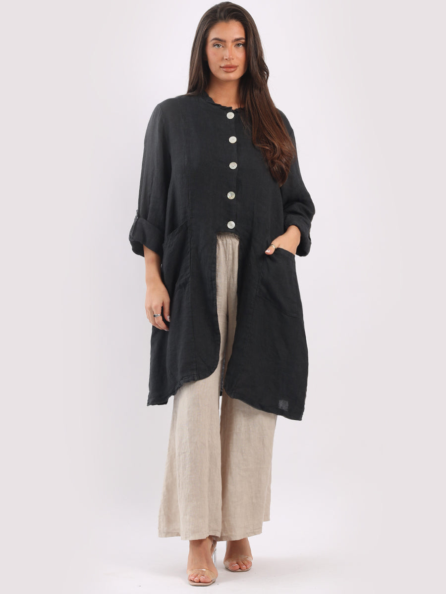 Vintage Washed Linen Jacket Black