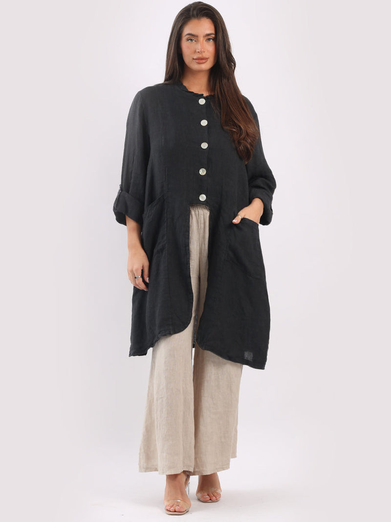 Vintage Washed Linen Jacket Black