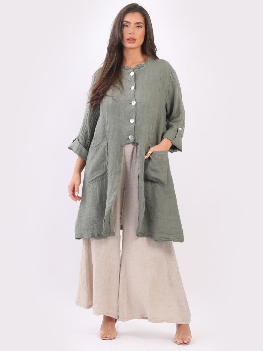 Vintage Washed Linen Jacket khaki