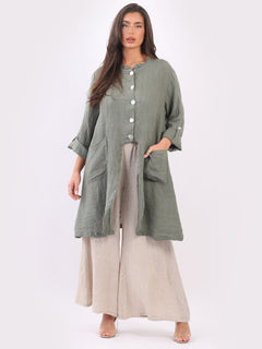 Vintage Washed Linen Jacket khaki