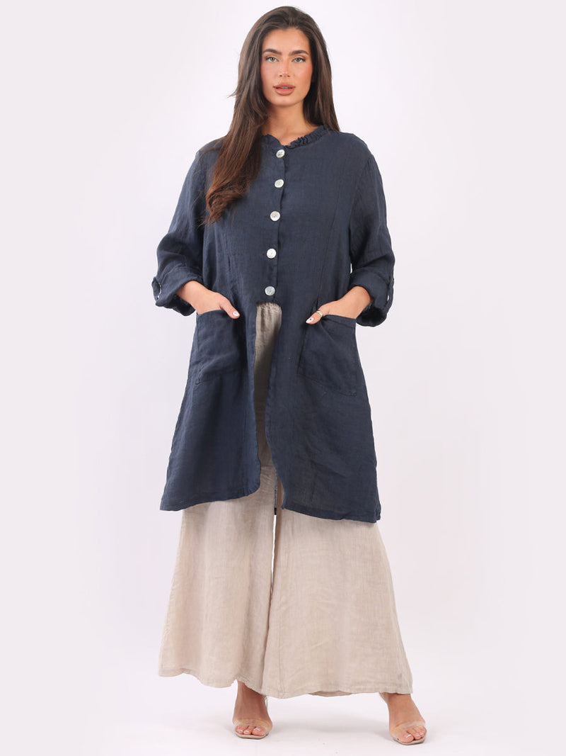 Vintage Washed Linen Jacket Navy