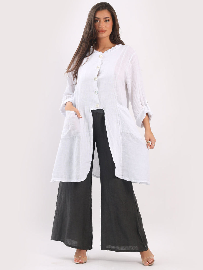 Vintage Washed Linen Jacket White