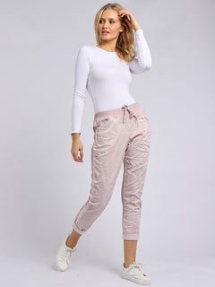Denim Cotton Joggers Beige
