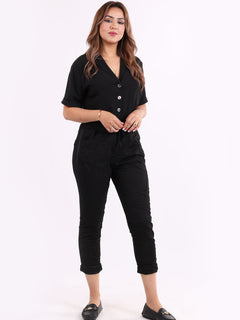 Denim Cotton Joggers Black