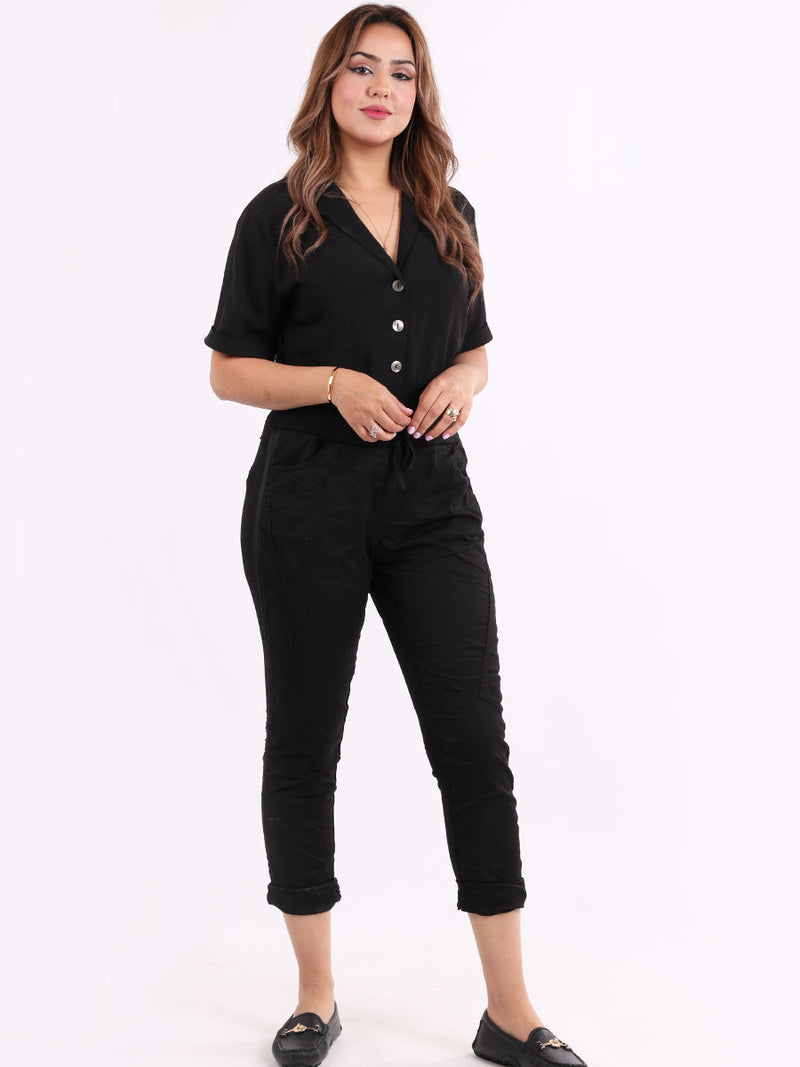 Denim Cotton Joggers Black