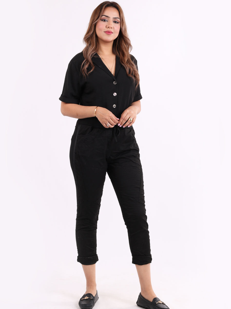 Denim Cotton Joggers Black