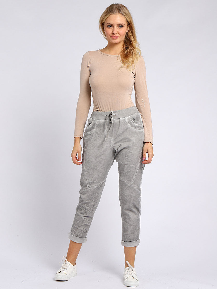 Denim Cotton Joggers Light Grey