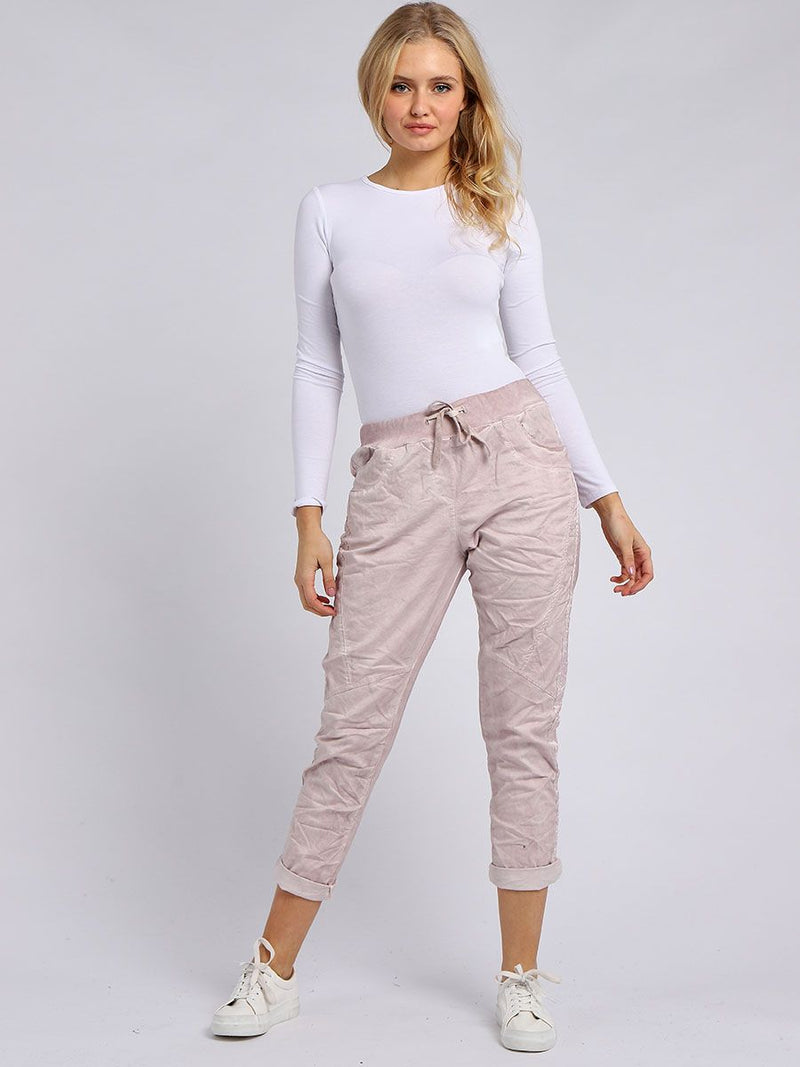 Denim Cotton Joggers Pink