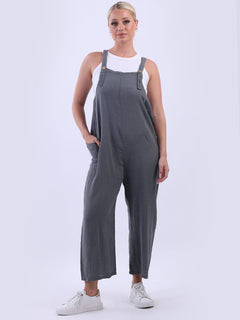 Plain Strappy Dungaree Charcoal