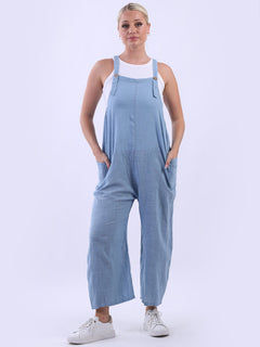 Plain Strappy Dungaree Denim
