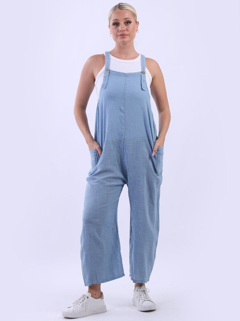 Plain Strappy Dungaree Denim