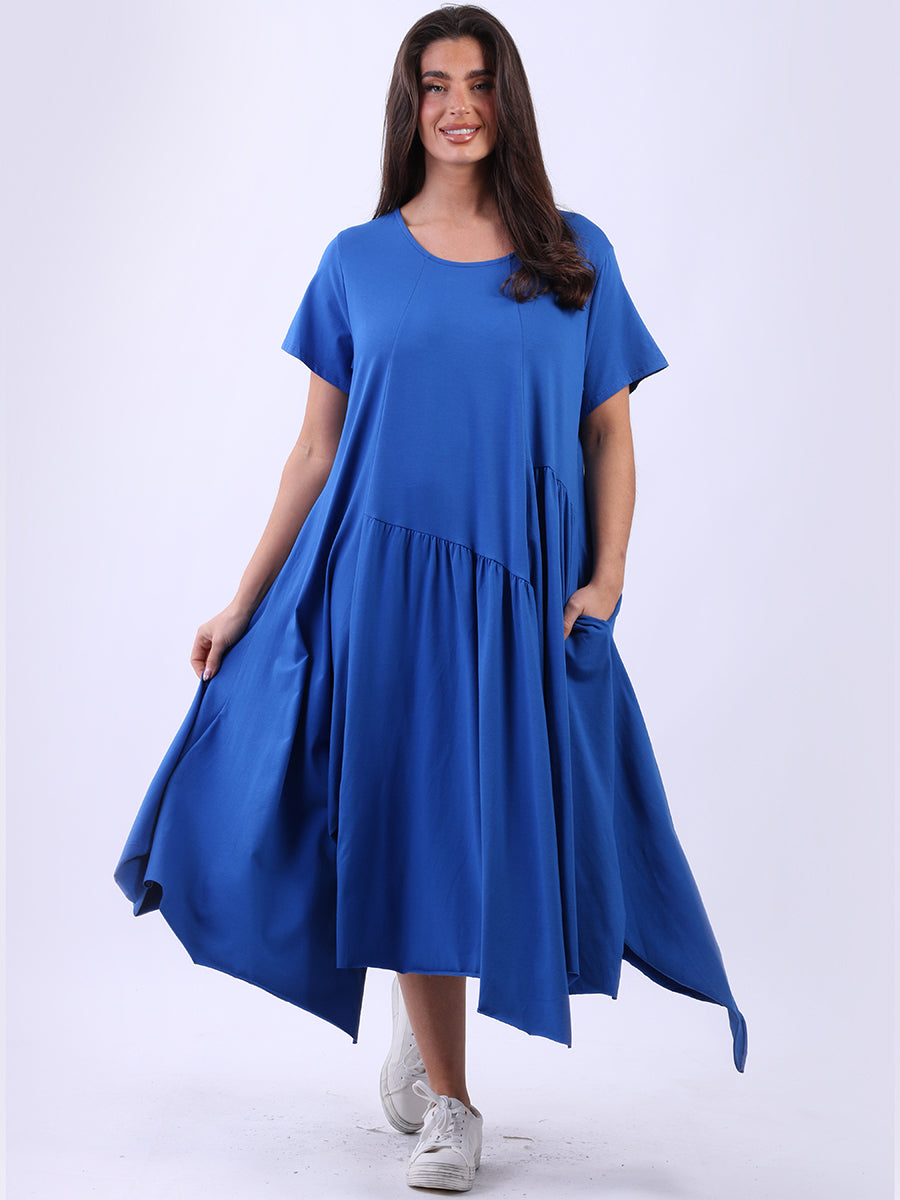 Plain Cotton Swing Dress Royal Blue