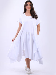 Plain Cotton Swing Dress White