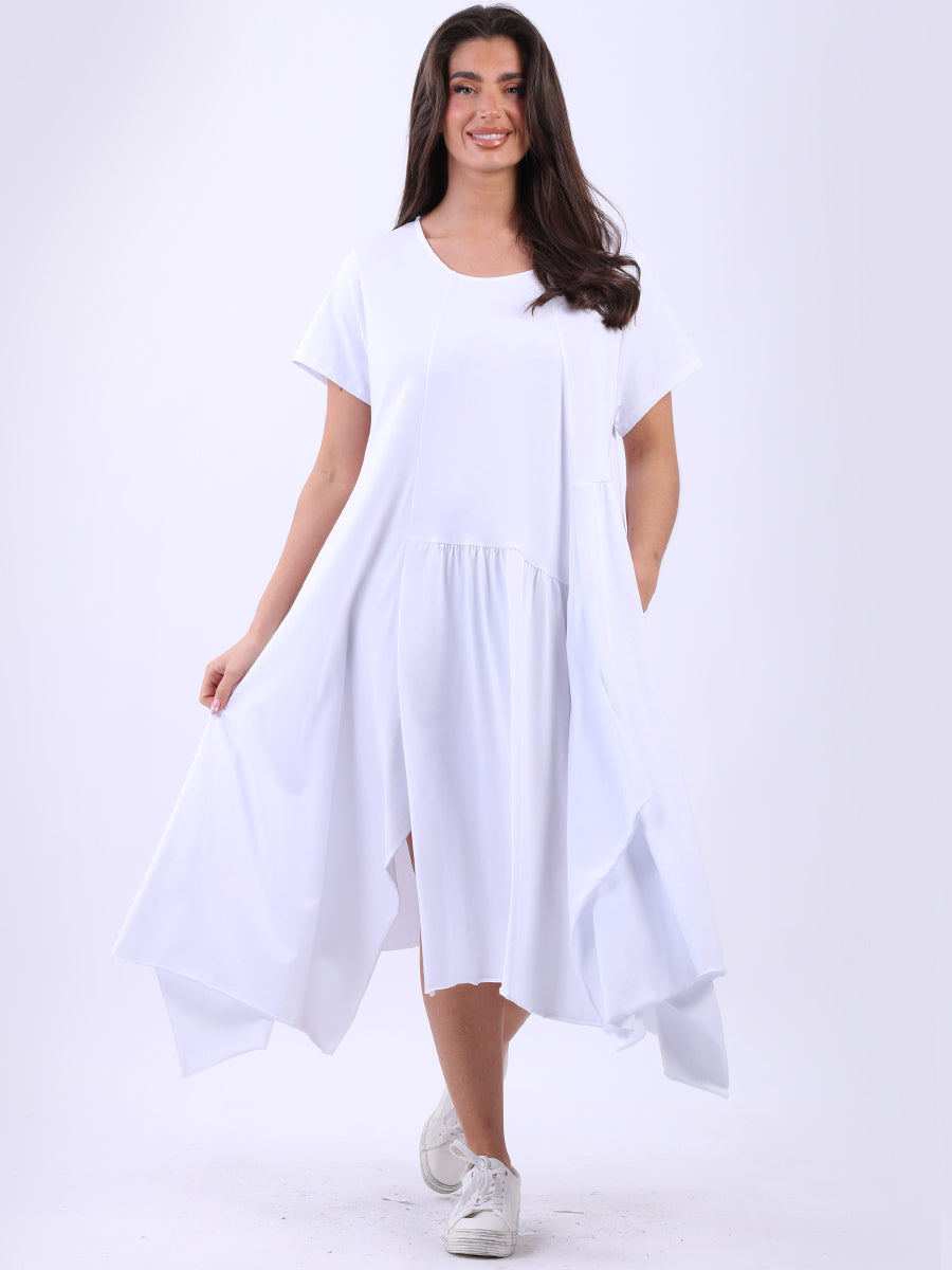 Plain Cotton Swing Dress White