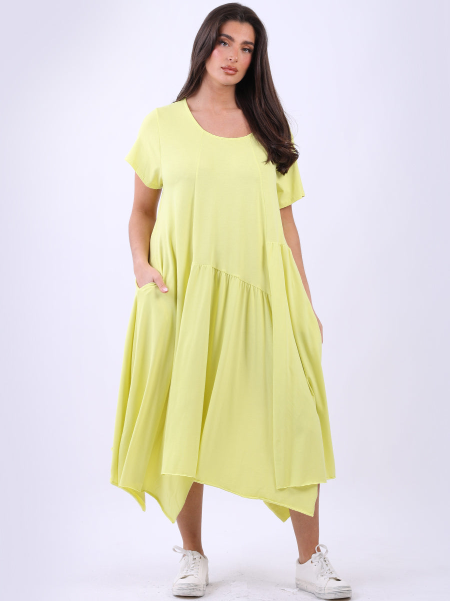 Plain Cotton Swing Dress Yellow