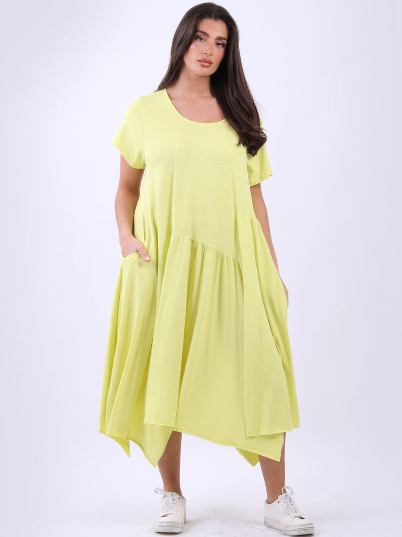 Plain Cotton Swing Dress Yellow
