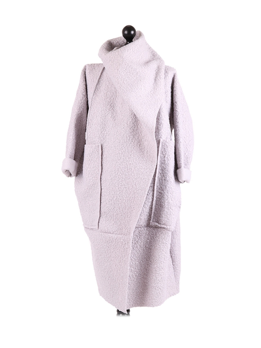 Woolen Oversized Coat Silver