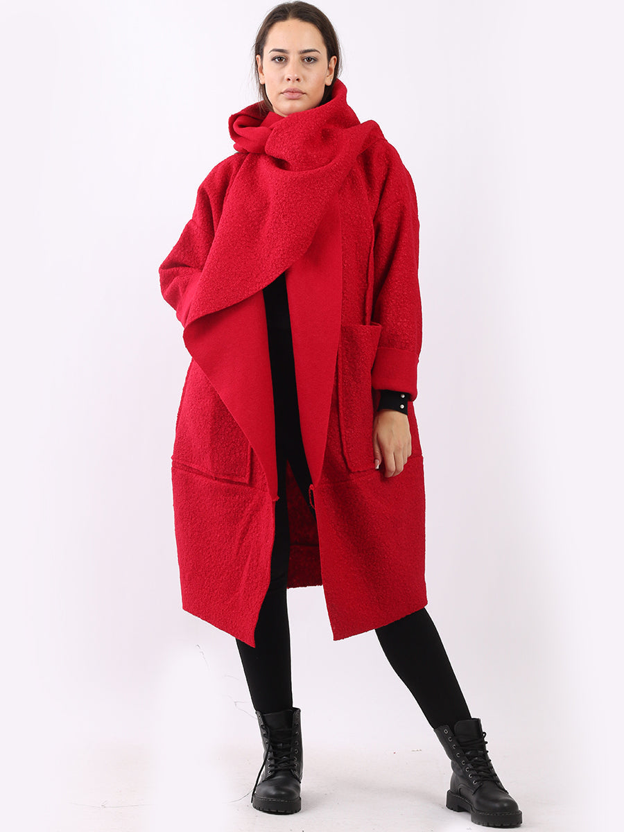 Woolen Oversized Coat Red
