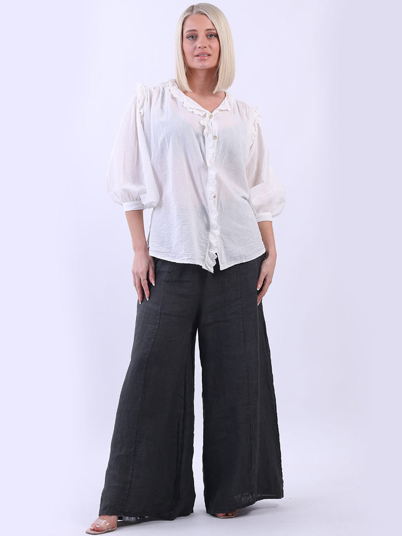 Plain Cotton Boxy Shirt Blouse Off White