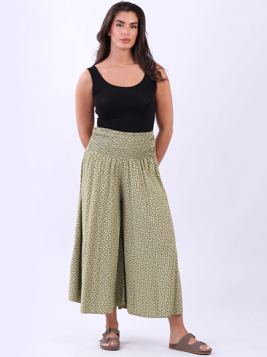 Wide Leg Floral Pant Olive
