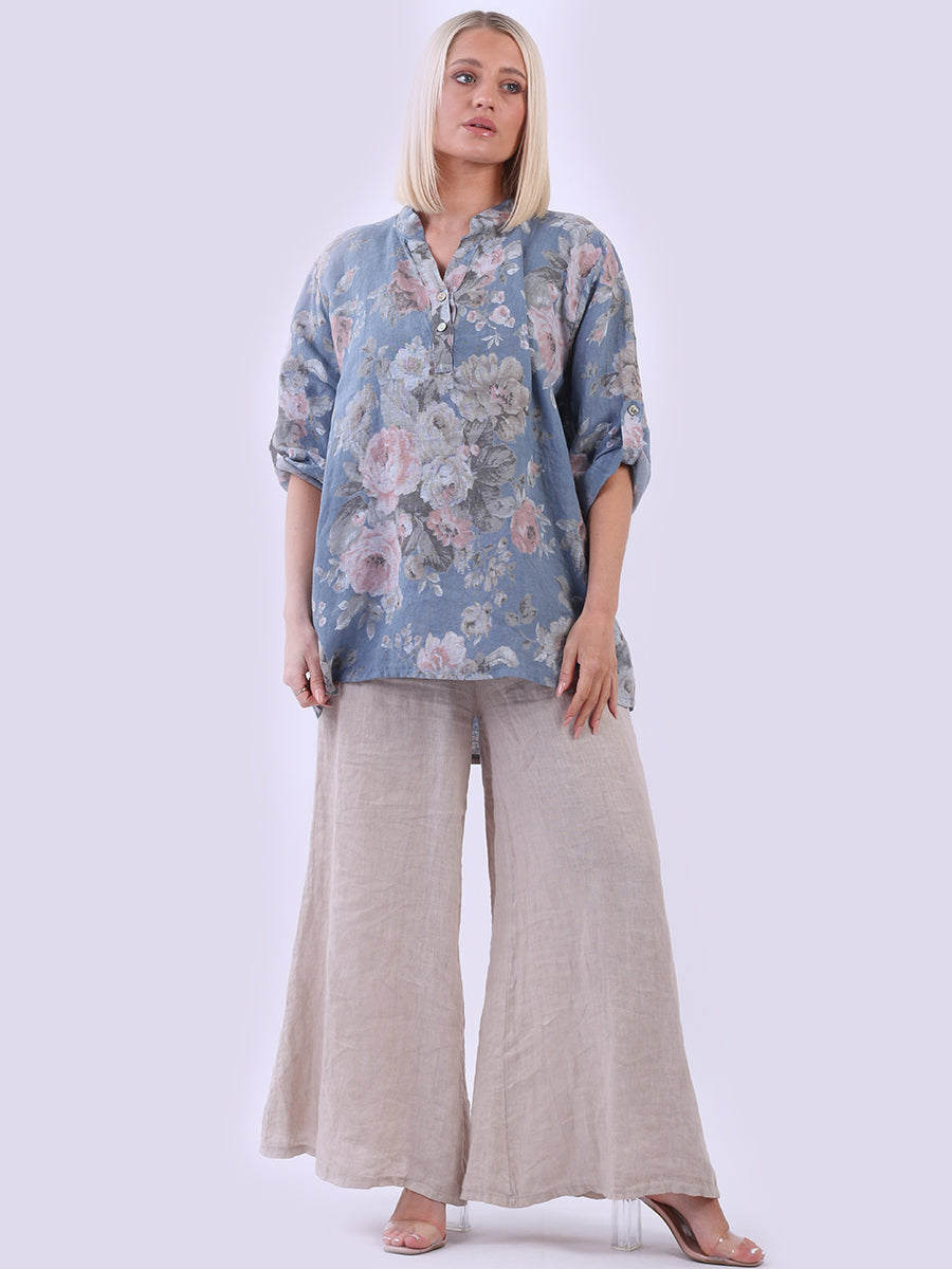 Floral Linen Top Denim