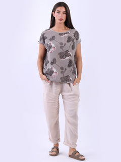 Floral Cotton Crop Top Mocha