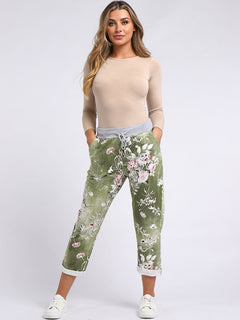 Floral Capri Trouser Olive
