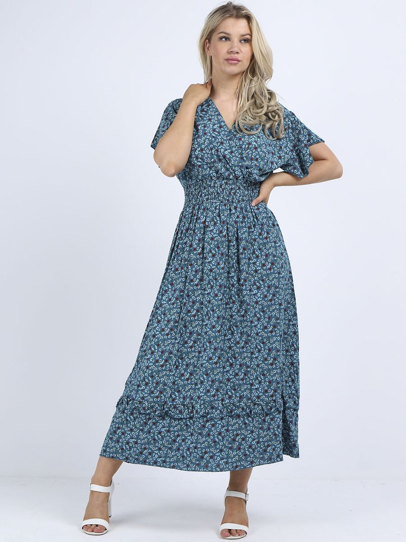 Floral Boho Maxi Dress Teal