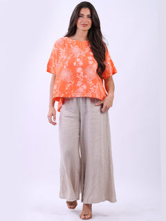 Floral Linen Crop Top Orange