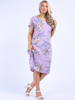 Floral Linen Dress Lilac