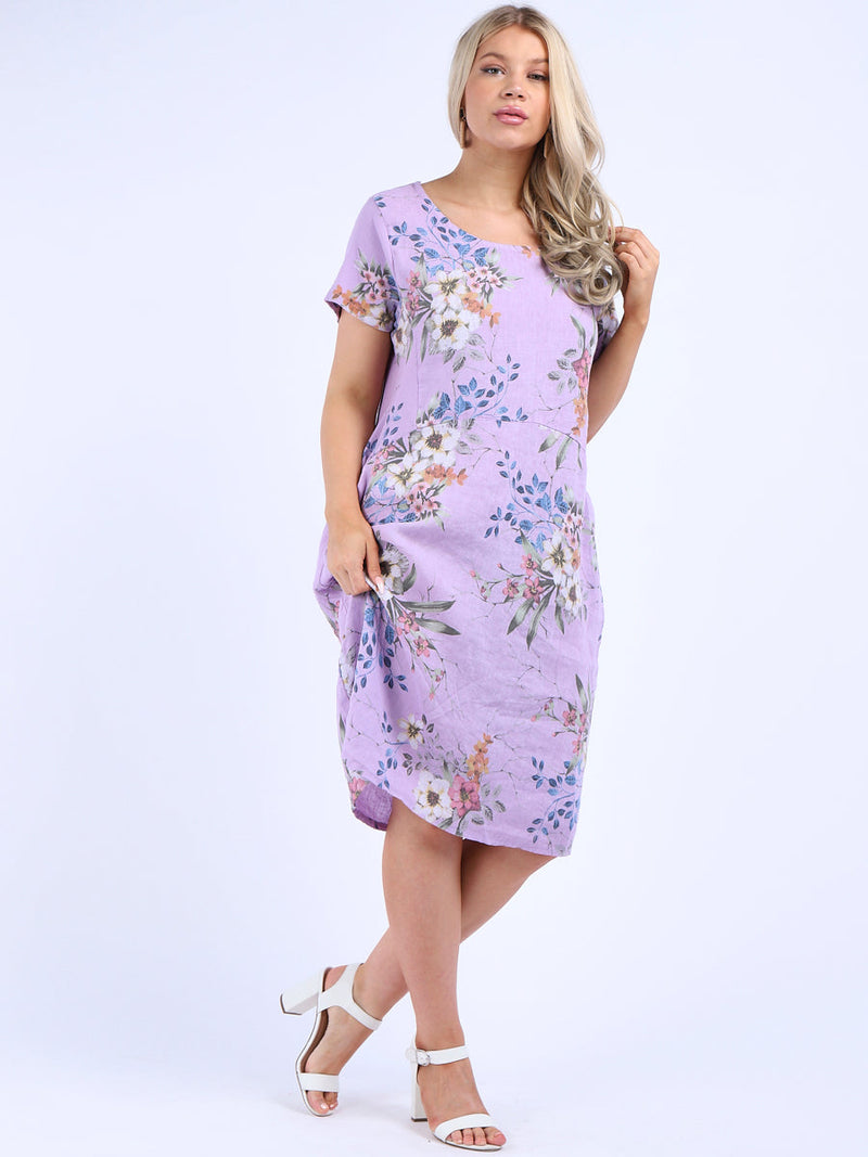 Floral Linen Dress Lilac