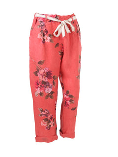 Floral Linen Trouser Sugar Poppy